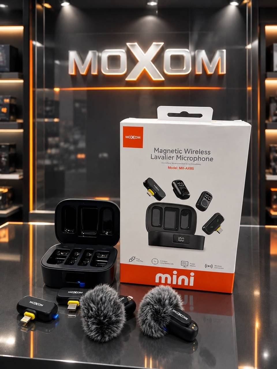 میکروفون بی سیم تولید محتوای Moxom mini مدل MX-AX85